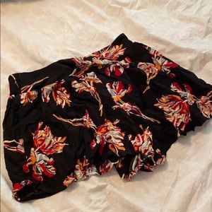 Tropical Skort Black Summer Shorts Small